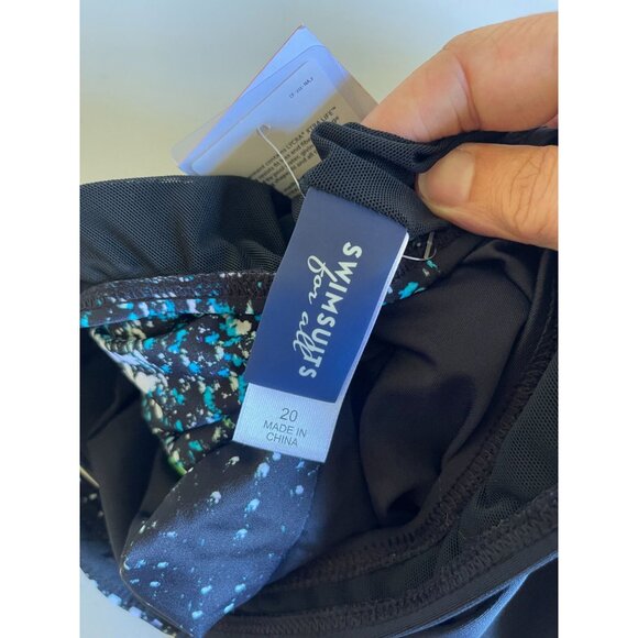 New! Swimsuits for All Black One Piece Swimsuit Size 10 Green White Blue Abstrac - Picture 8 of 8